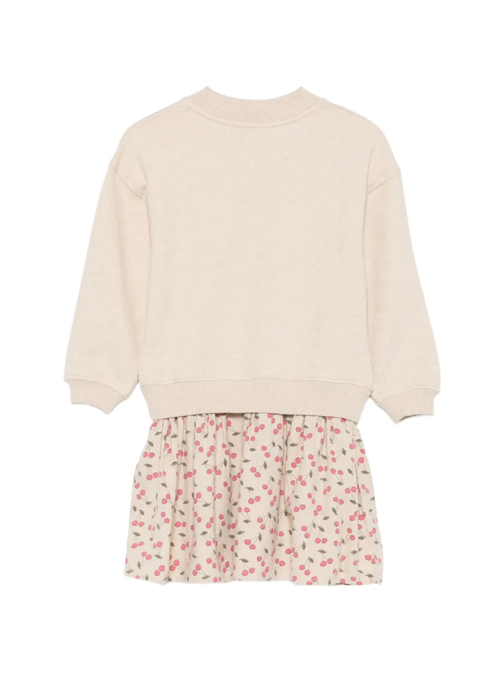 Bonpoint cherry-print layered dress Beige