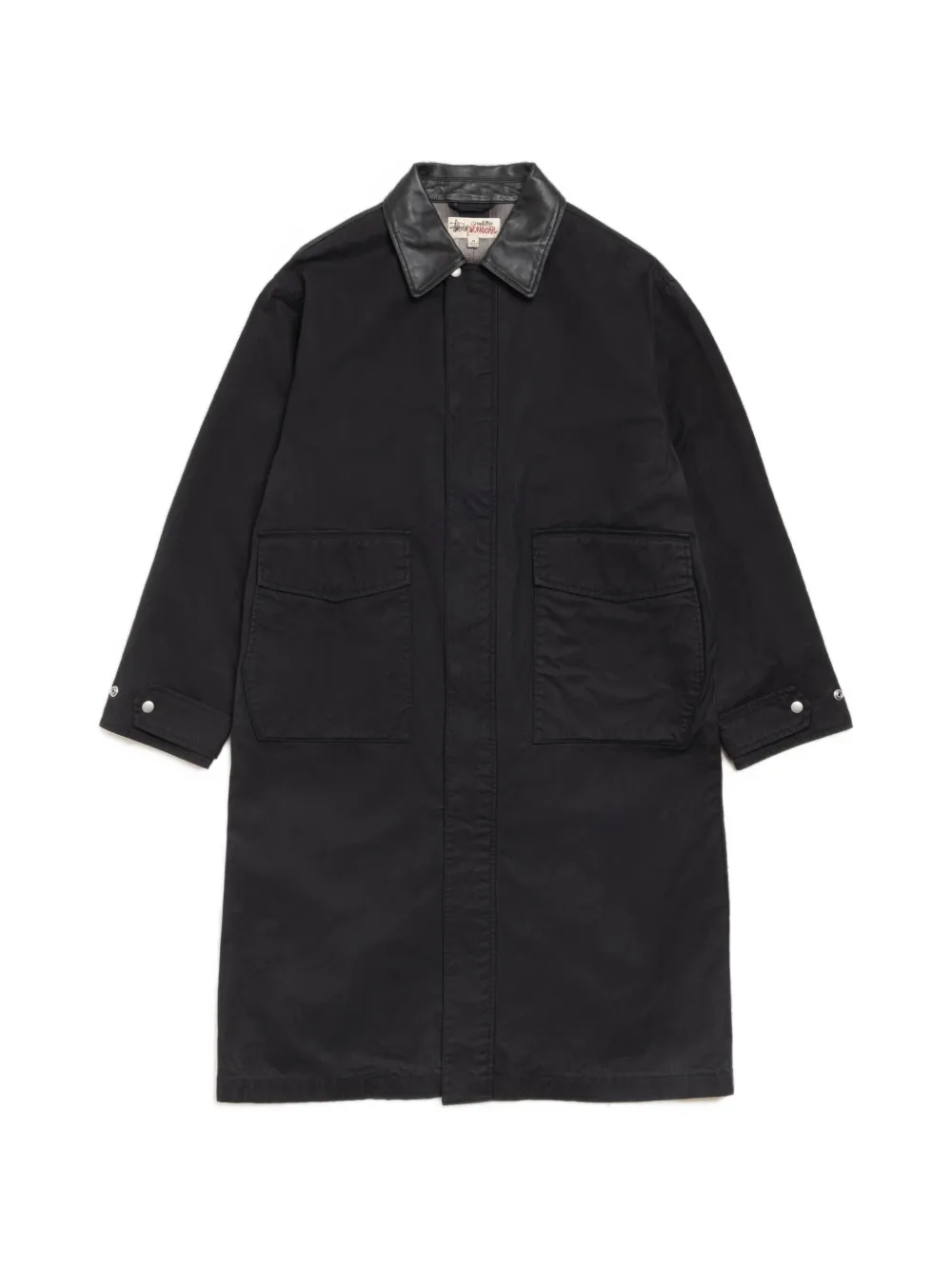Stüssy flap-pocket single-breasted coat – Black
