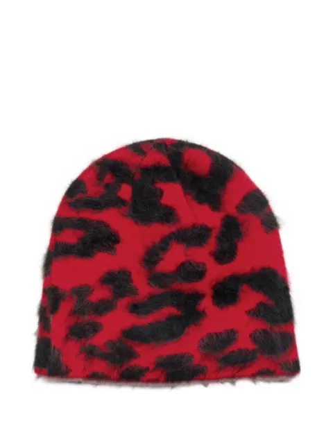 Stüssy leopard-print cashmere beanie hat