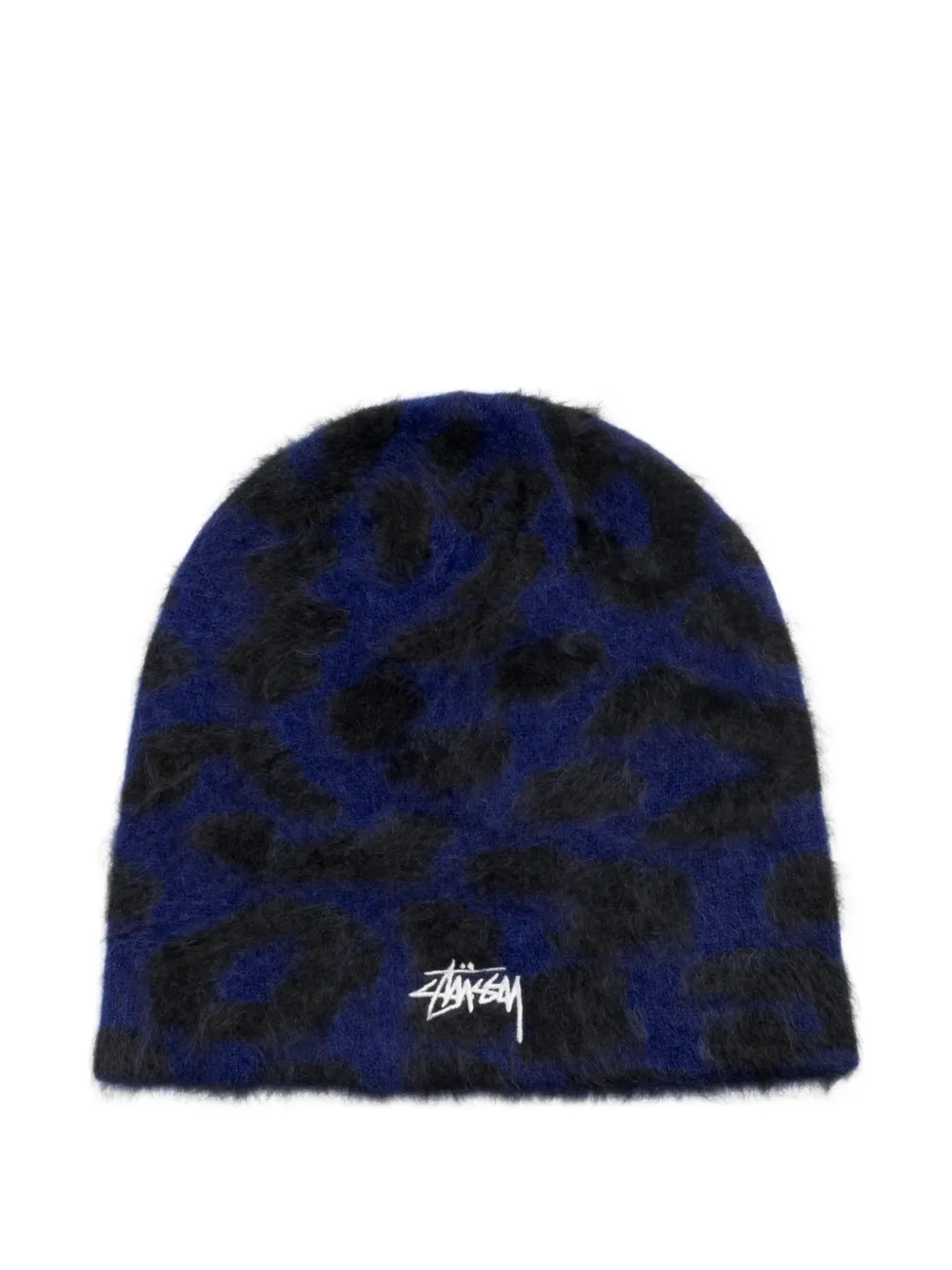 Stüssy Kasjmier muts met luipaard-print Blauw