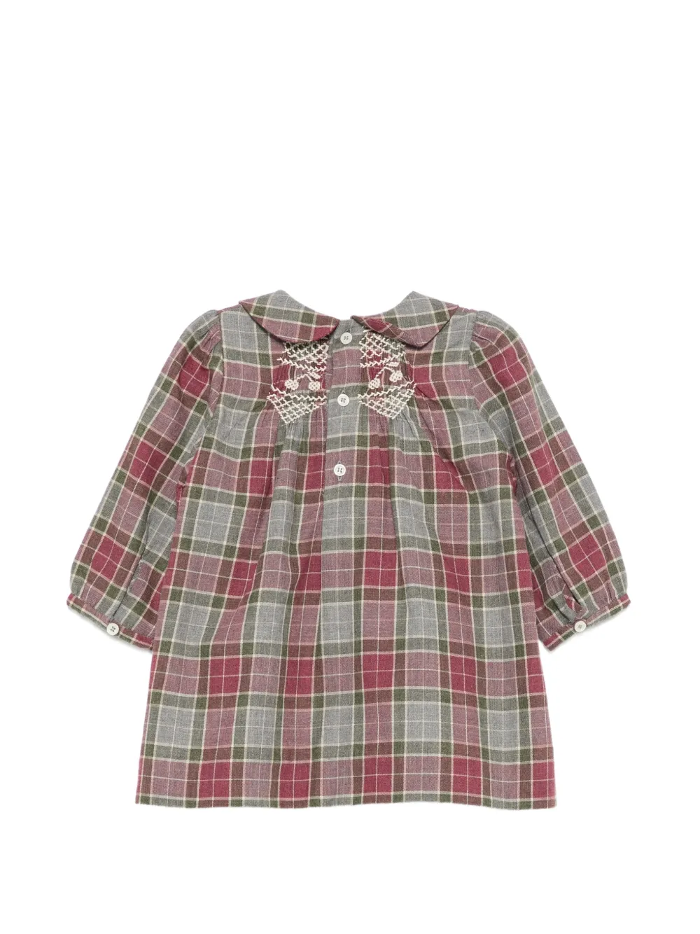Bonpoint smocked checked dress Roze