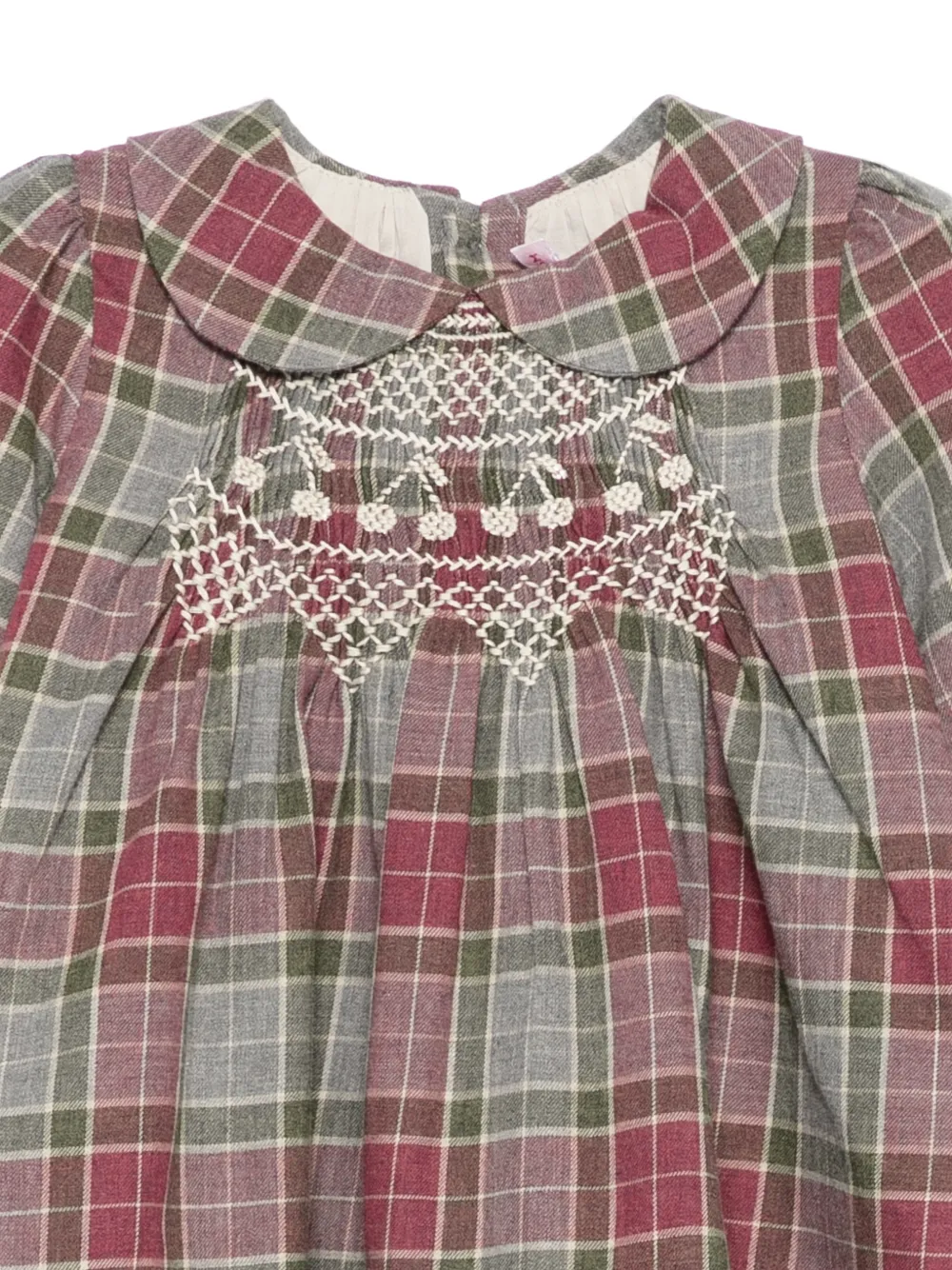 Bonpoint smocked checked dress Roze