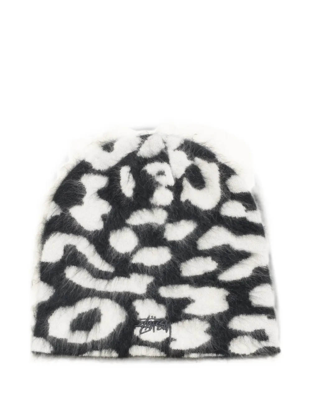 Stüssy leopard-print cashmere beanie hat - Nero