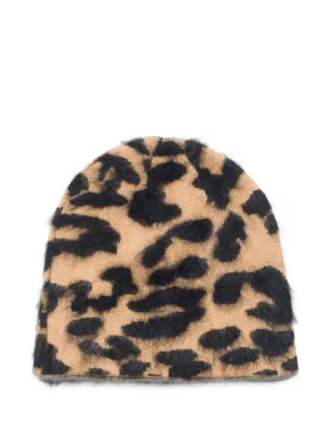 Stüssy leopard-print cashmere beanie hat