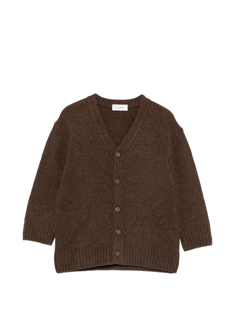 Paolo Pecora Kids V-neck button-up cardigan Bruin