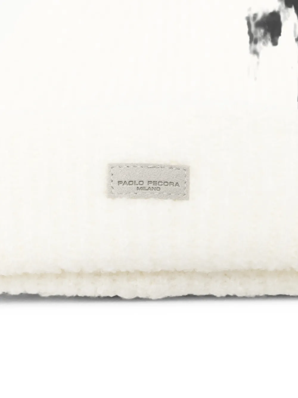 Paolo Pecora Kids ribbed-knit logo-patch beanie hat Wit