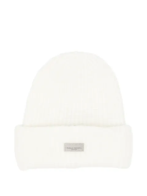 Paolo Pecora Kids gorro tejido de canalé con parche del logo
