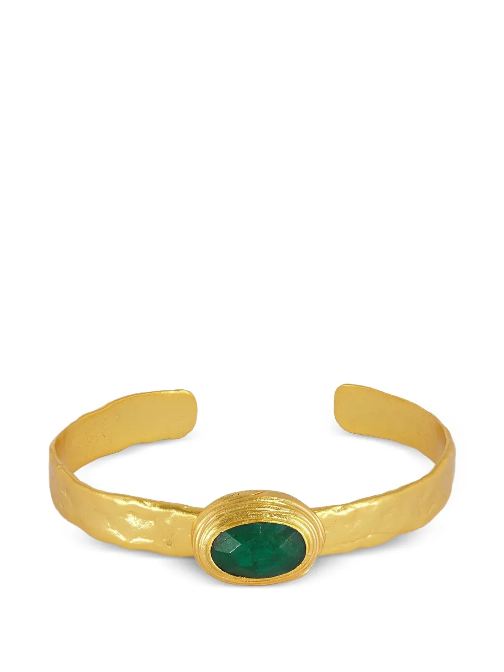 Ottoman Hands emerald-embellished cuff bracelet - Gold