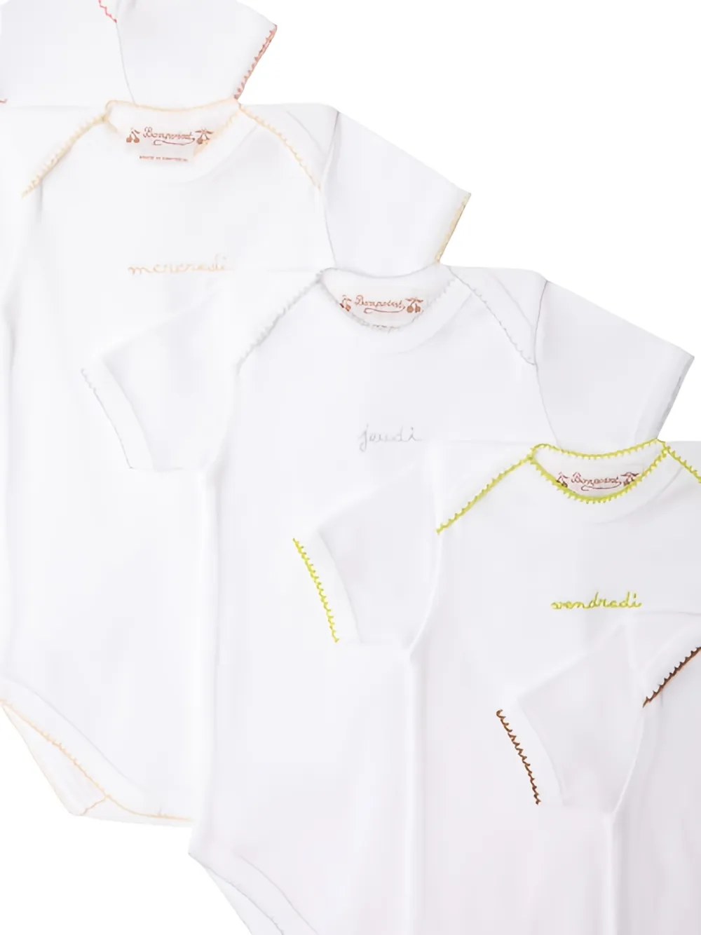 Bonpoint embroidered short-sleeve bodies set Wit