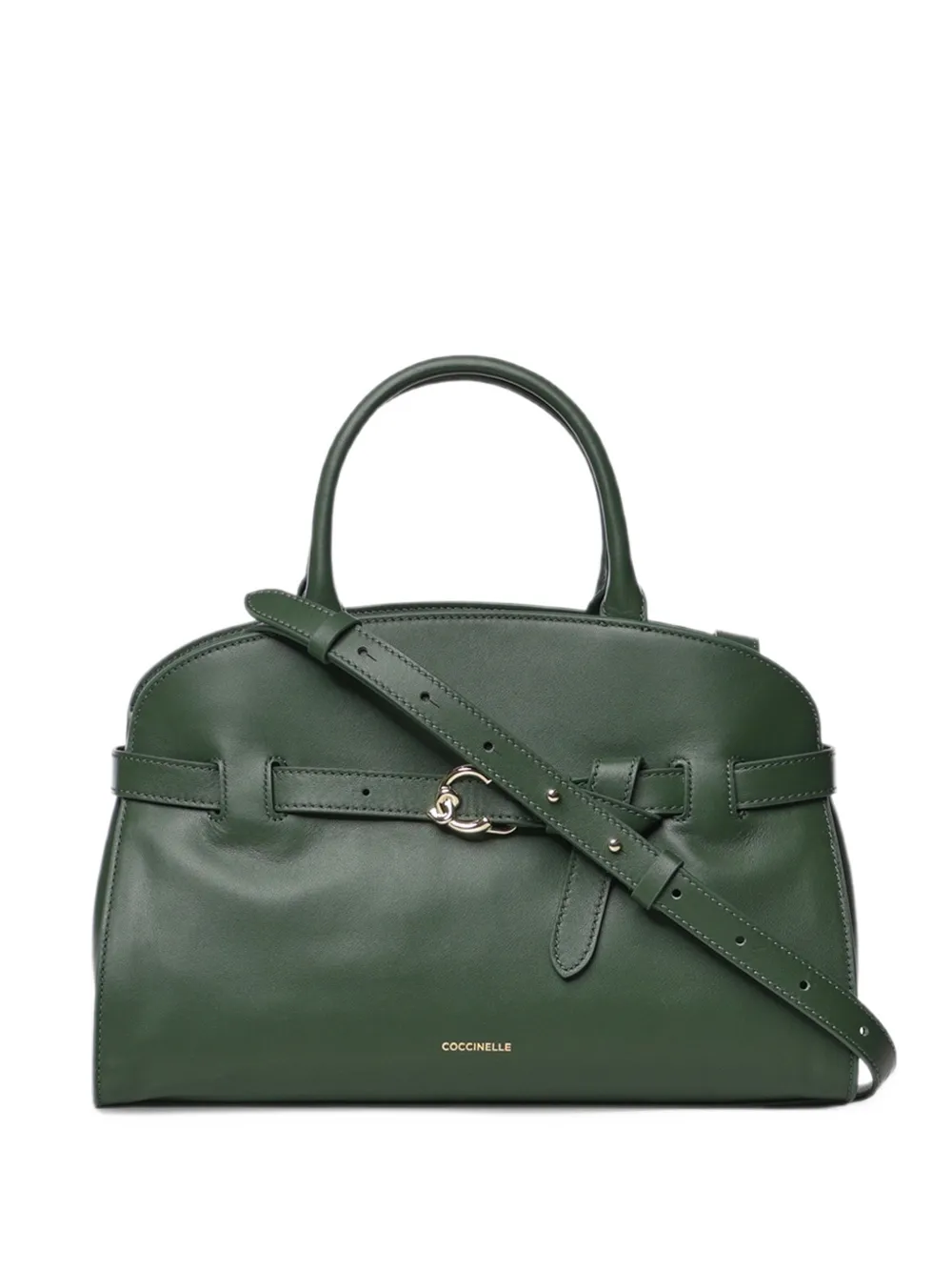 Coccinelle Medium Sabine leren shopper met gespdetail Groen