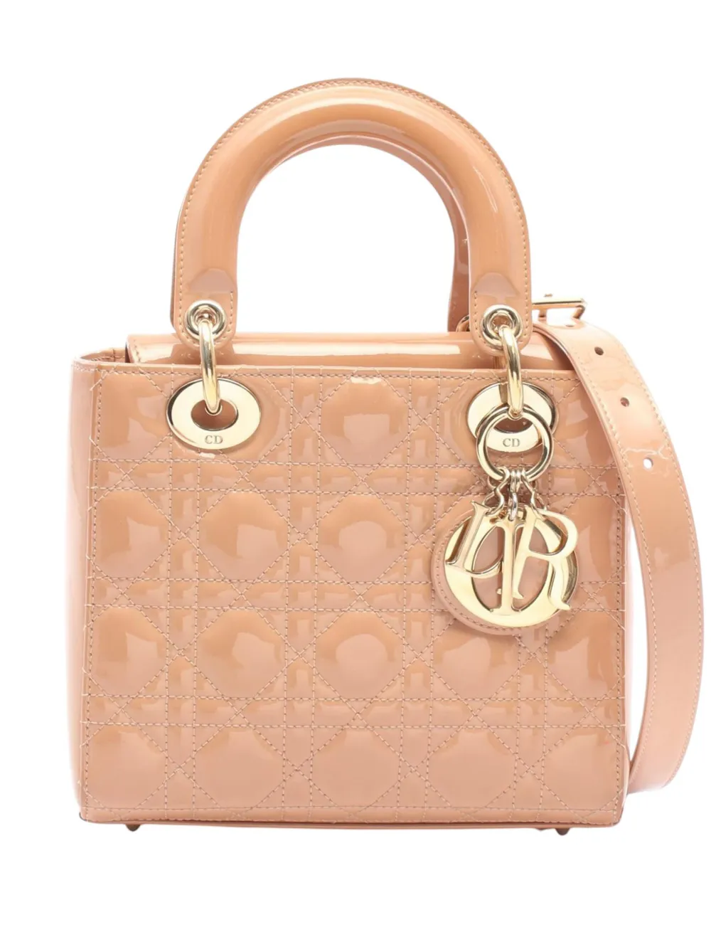 Christian Dior Pre-Owned 2000-2026 Small Patent Cannage Lady Dior satchel - Rosa