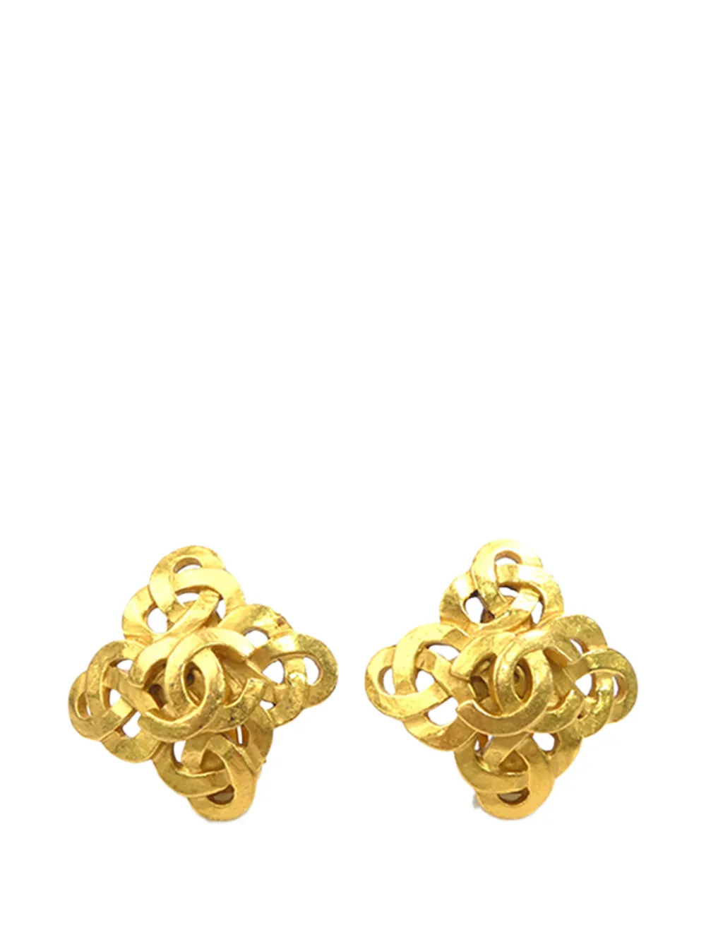 CHANEL Pre-Owned 1997 CC Gold Plated Diamond Clip On Earrings costume earrings