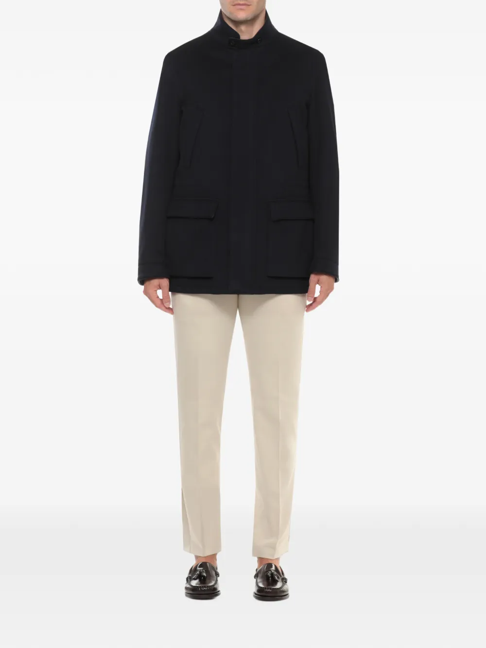 Lardini high-neck field coat Blauw
