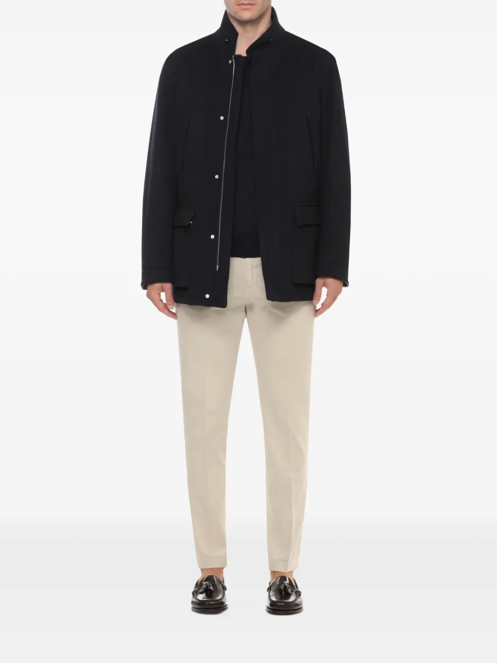 Lardini high-neck field coat Blauw