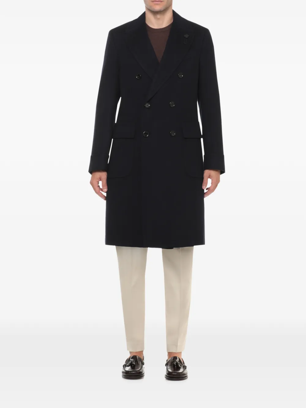 Lardini double-breasted peaked-lapel coat Blauw