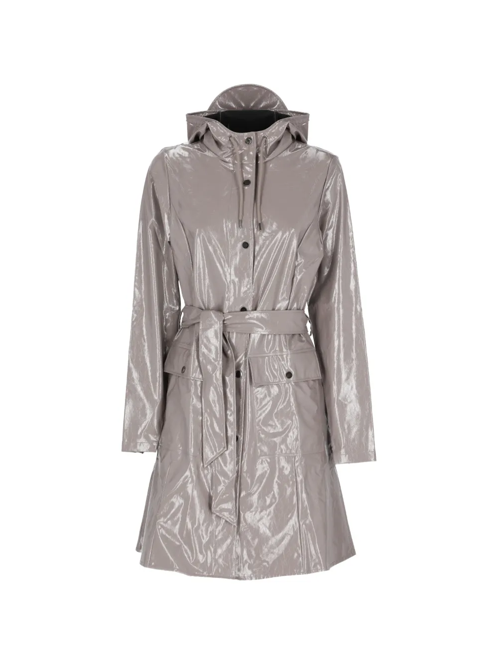 Rains Curve hooded belted coat - Grau