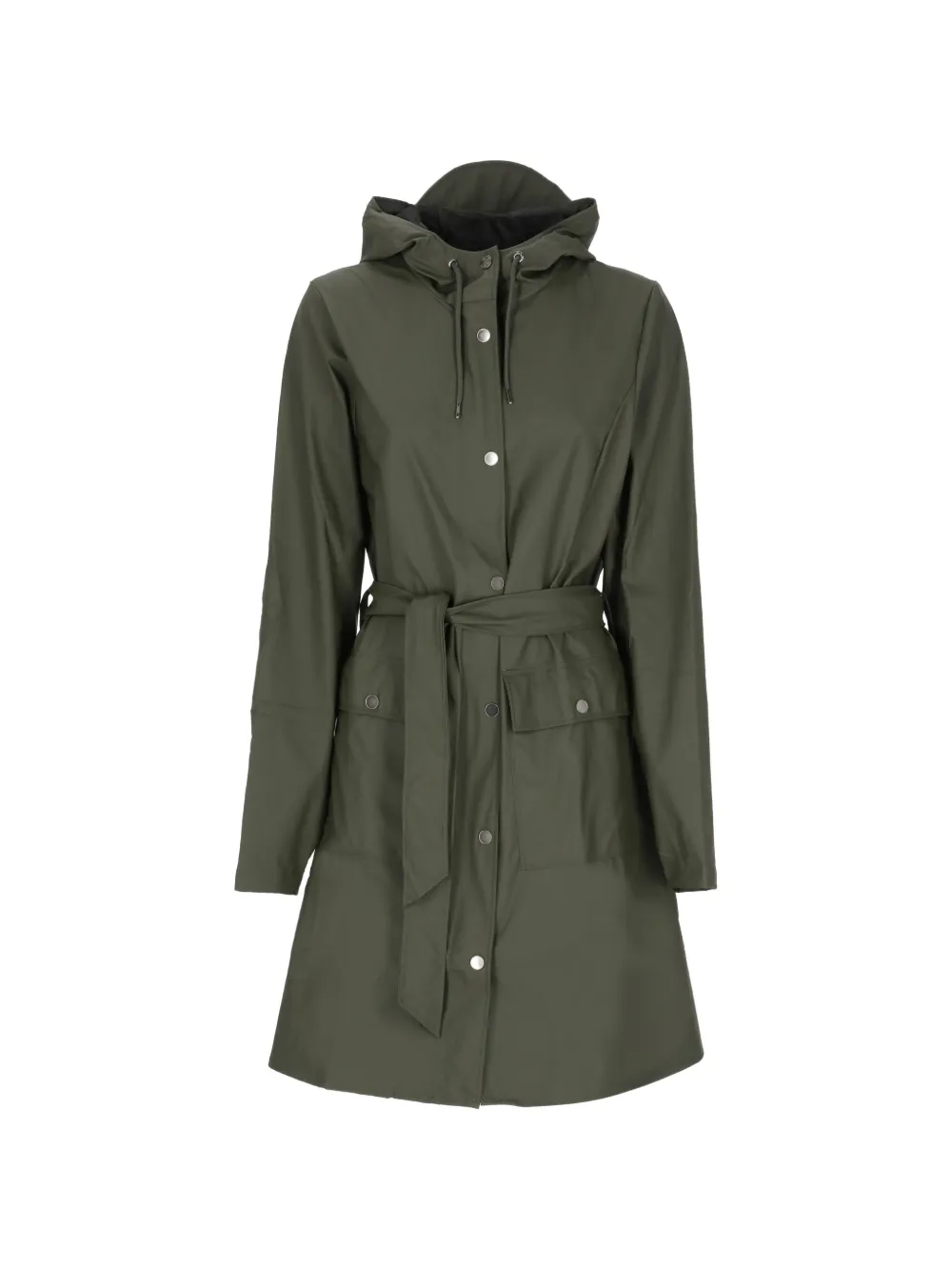 Rains Curve hooded belted coat - Grün