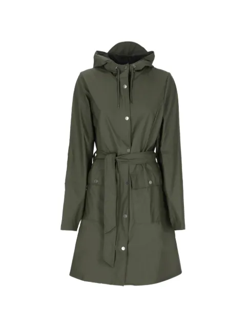Rains Curve hooded belted coat