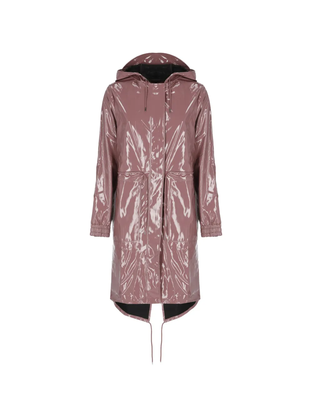 Rains glossy hooded parka - Rosa