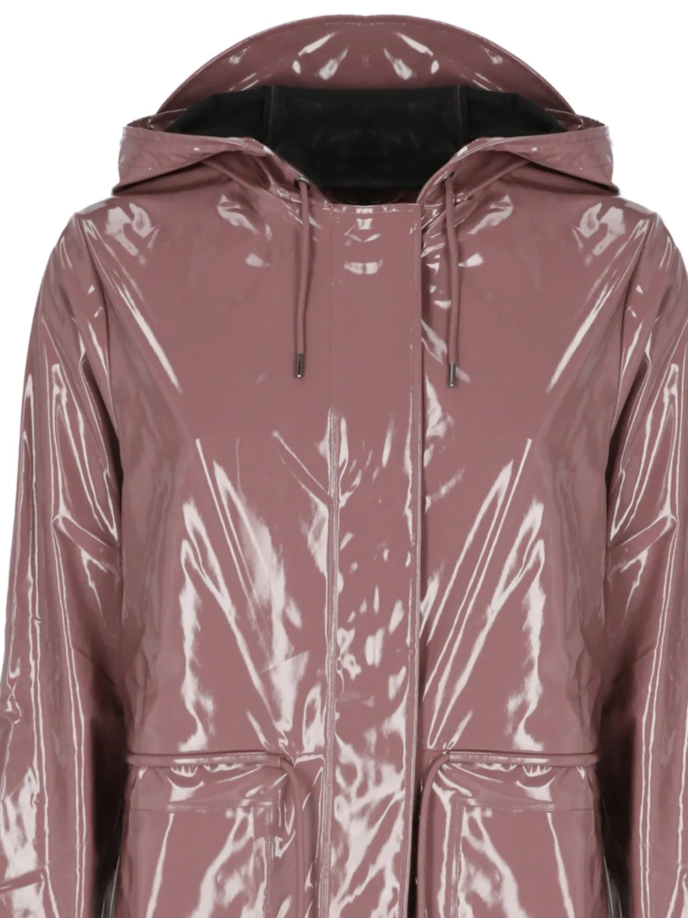 Rains glossy hooded parka Roze