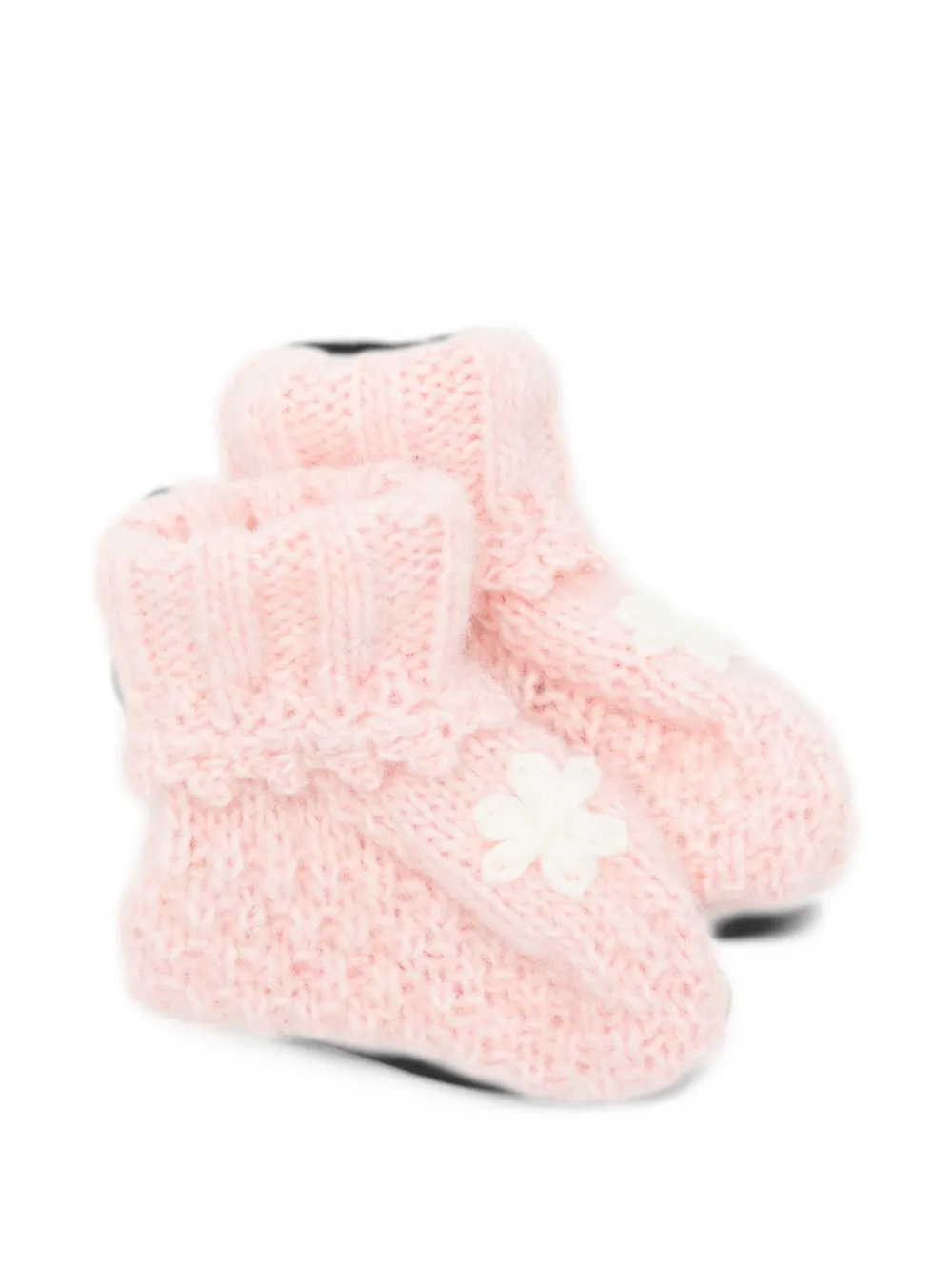 LOUISE MISHA KIDS flower-patch chunky-knit slippers - Rosa