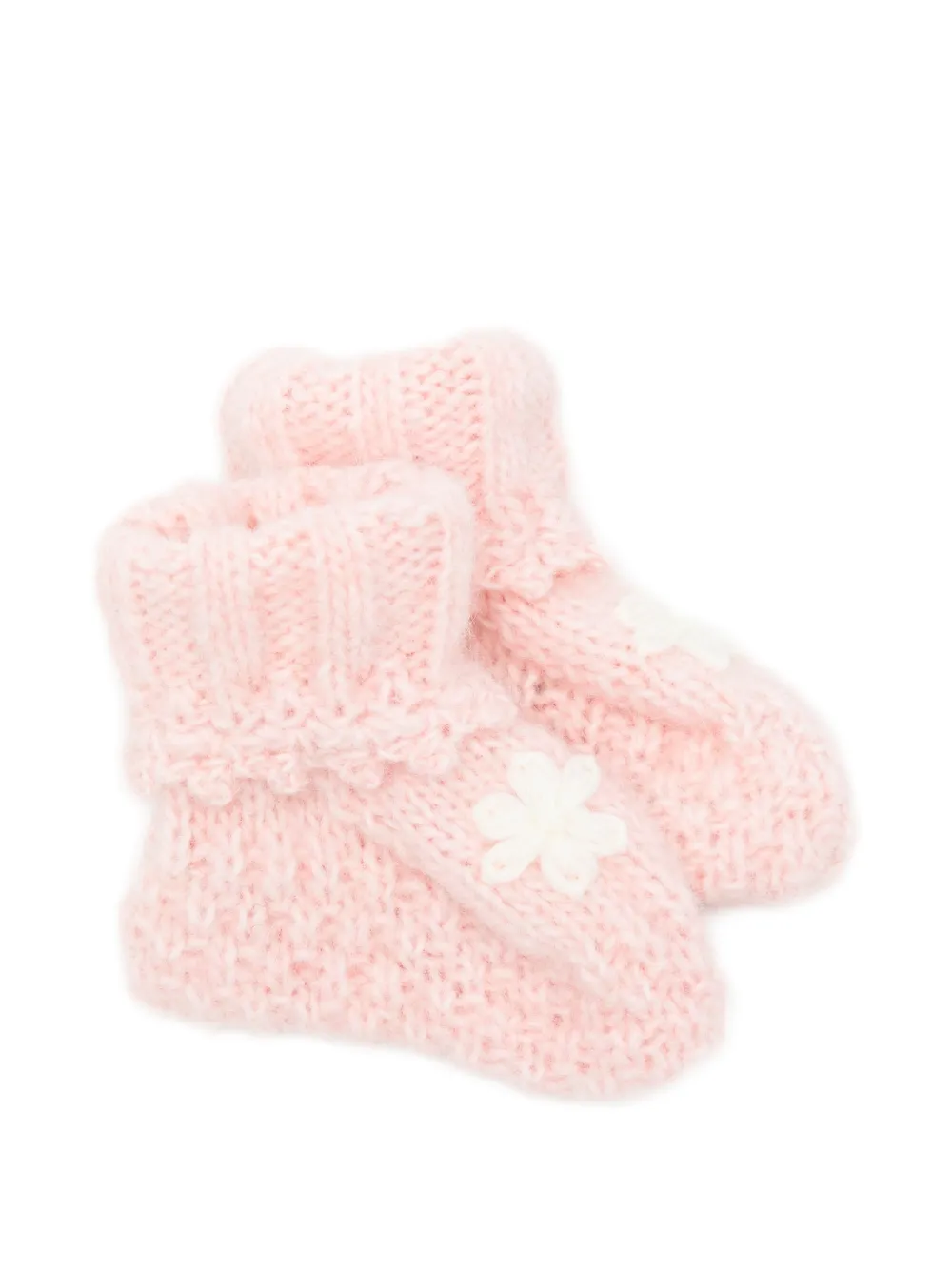 LOUISE MISHA KIDS flower-patch chunky-knit slippers - Rosa