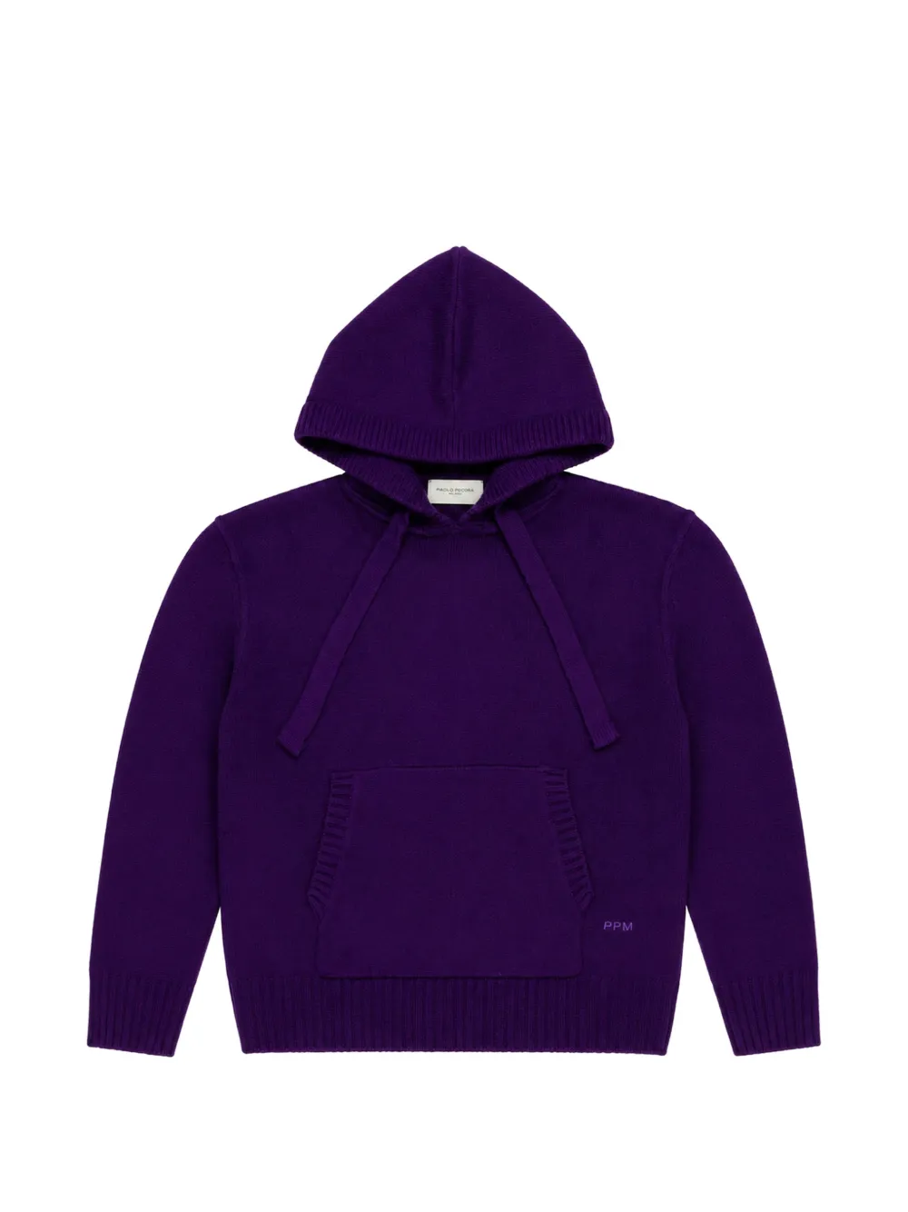 Paolo Pecora Kids logo-embroidered knitted hoodie Paars