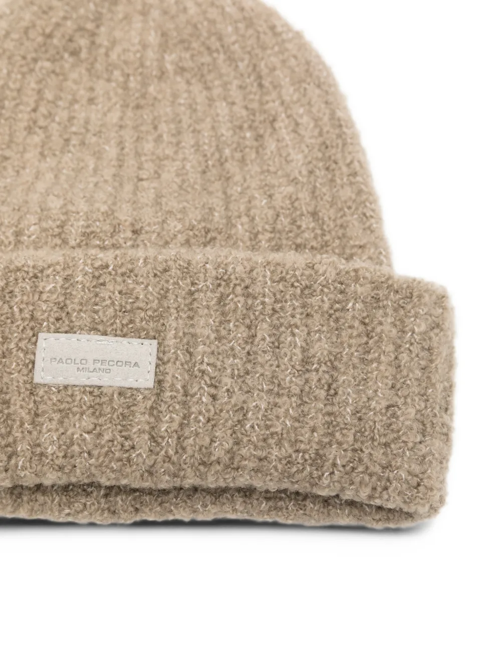 Paolo Pecora Kids ribbed-knit beanie hat Beige