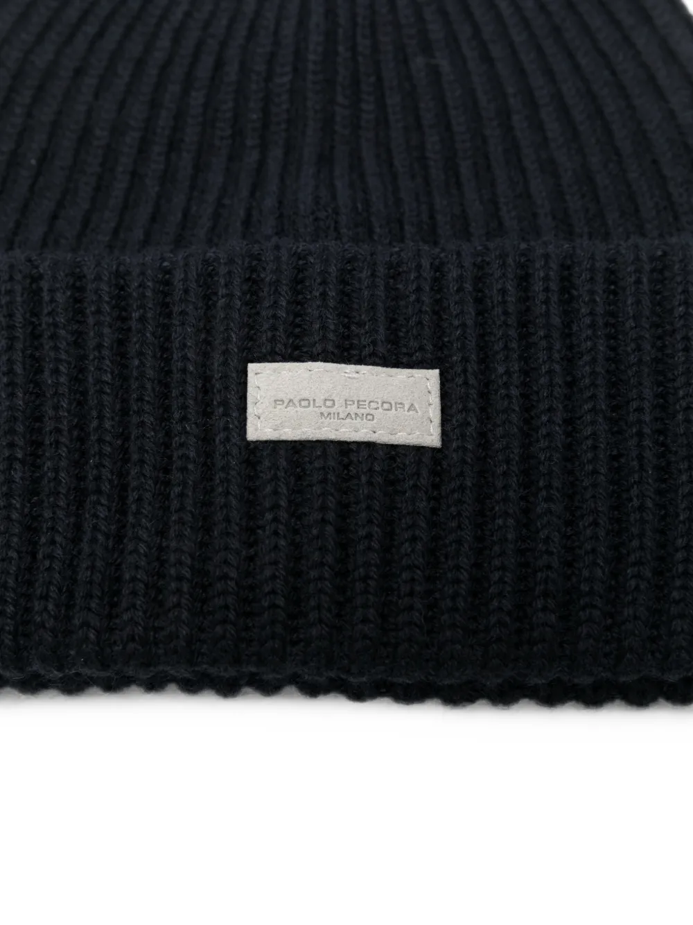 Paolo Pecora Kids ribbed-knit beanie hat Blauw
