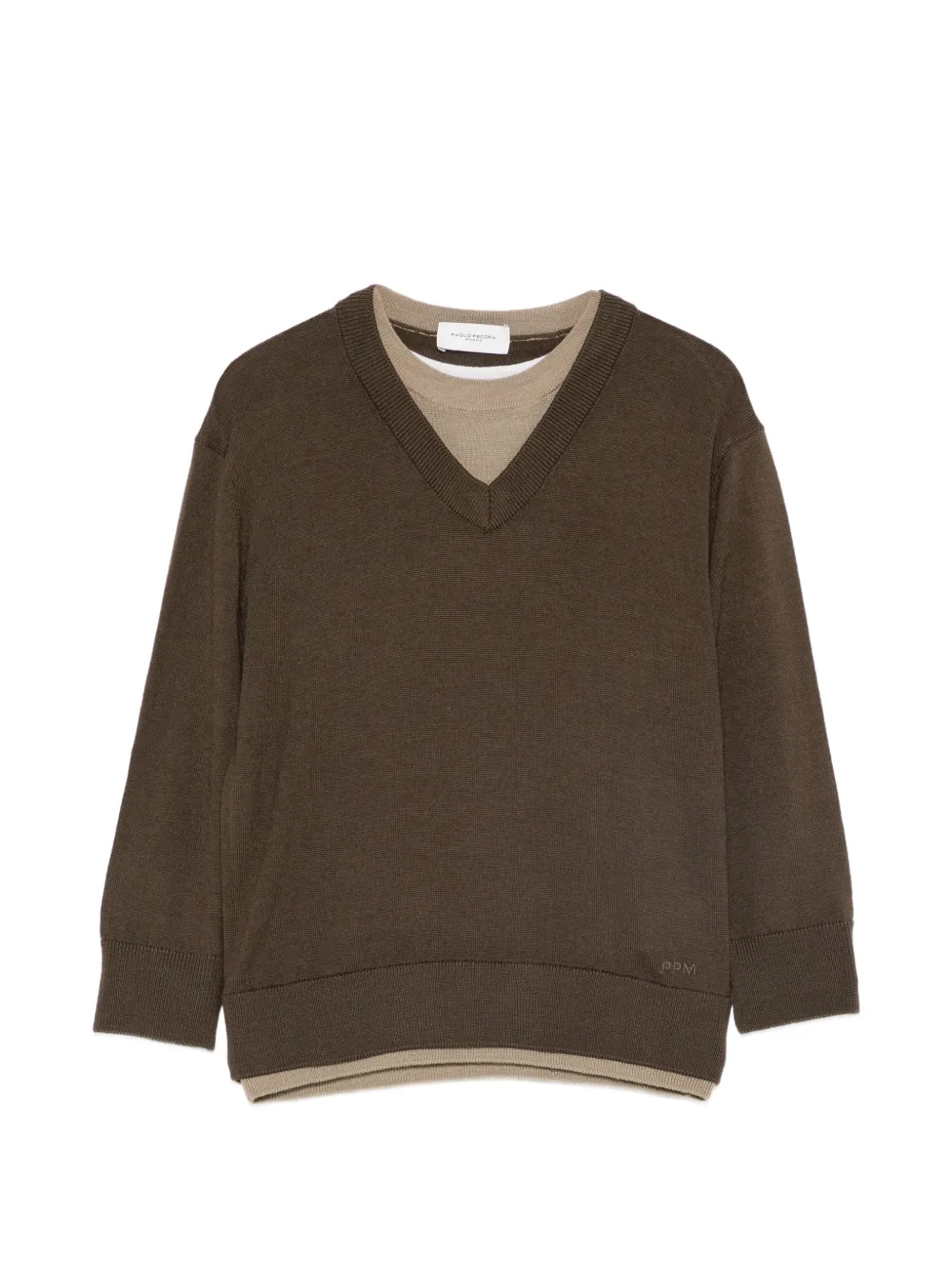 Paolo Pecora Kids V-neck layered-effect sweater Bruin
