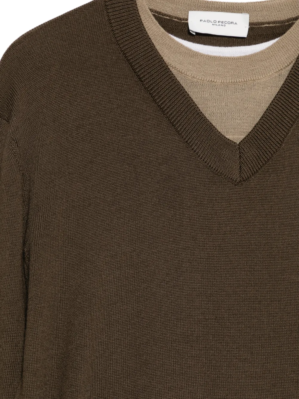 Paolo Pecora Kids V-neck layered-effect sweater Bruin