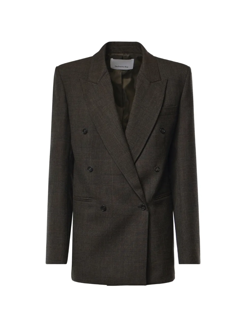 The Frankie Shop glen-plaid double-breasted blazer - Braun