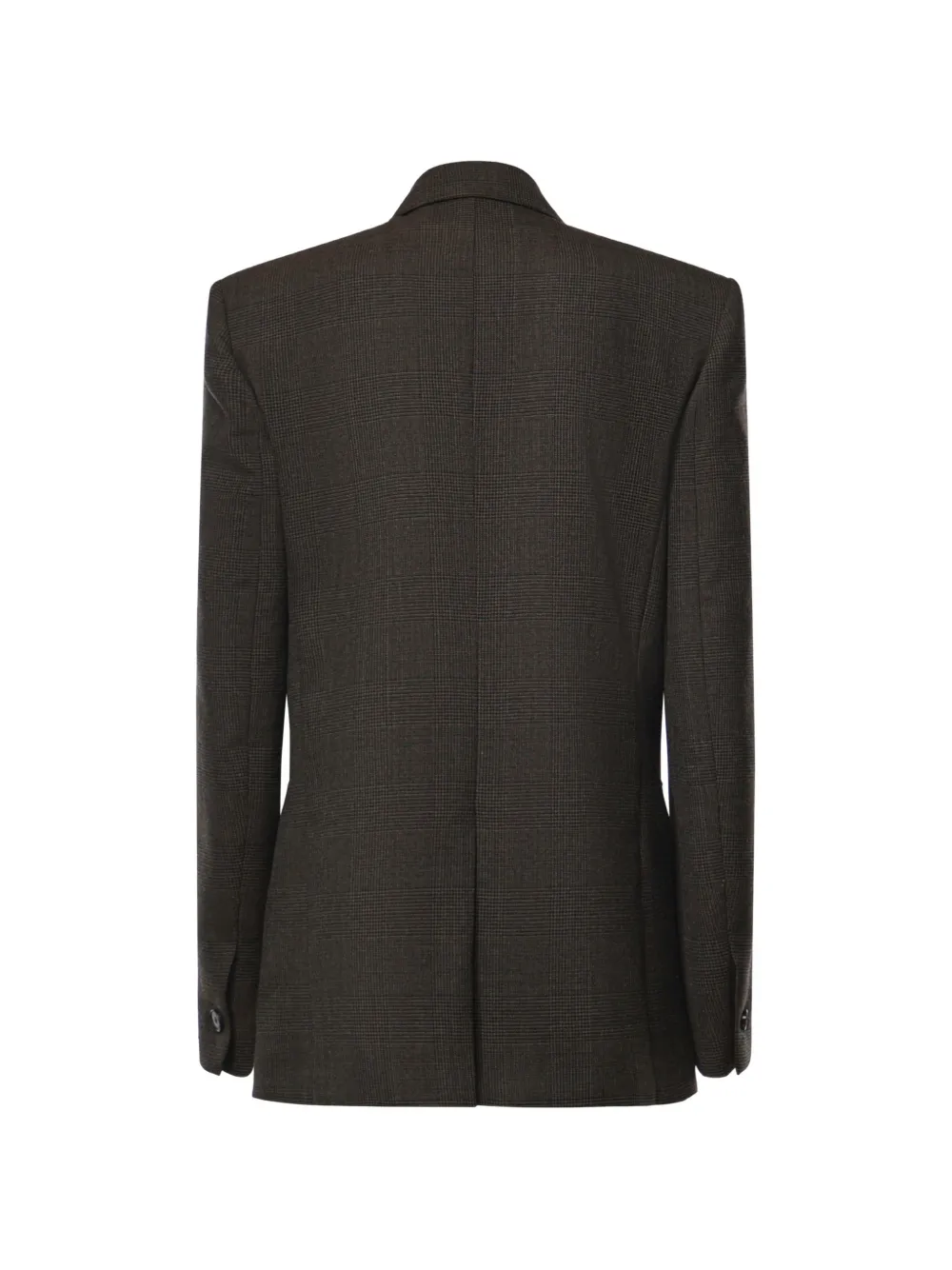 The Frankie Shop glen-plaid double-breasted blazer Bruin