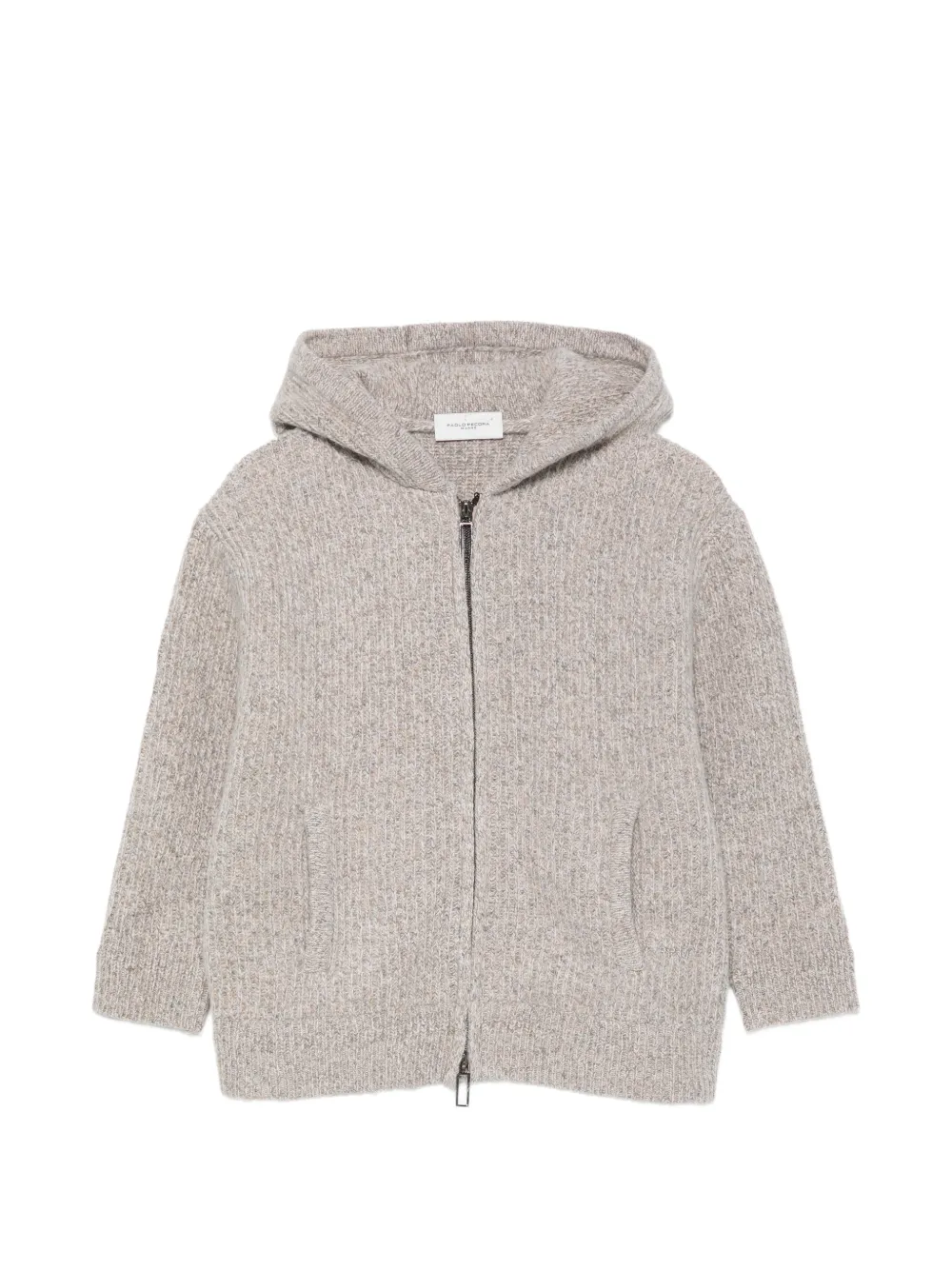 Paolo Pecora Kids ribbed-knit zip-up hoodie - Toni neutri