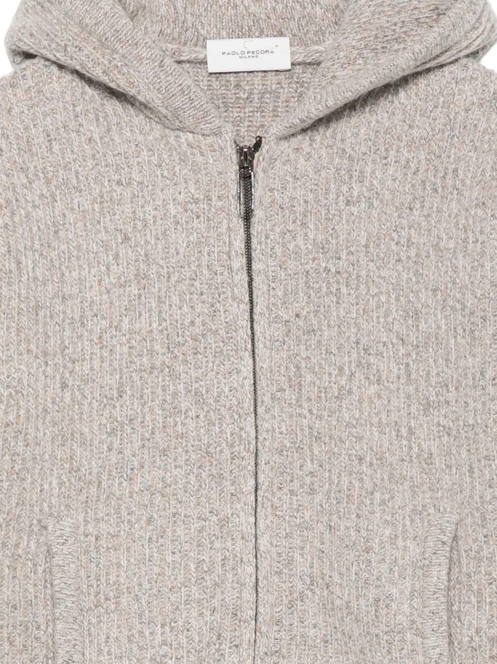 Paolo Pecora Kids ribbed-knit zip-up hoodie Beige