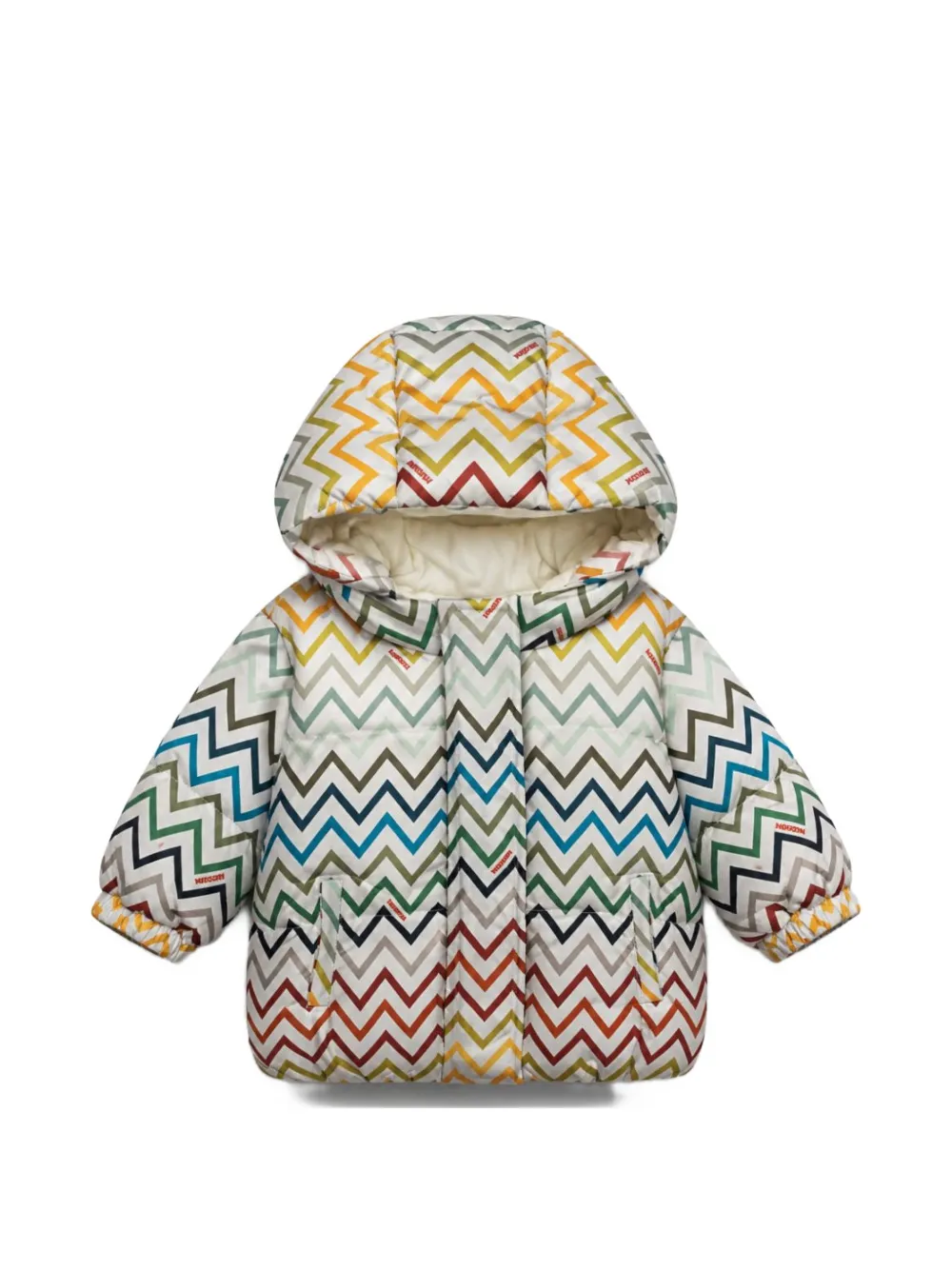 Missoni Kids zigzag-print padded jacket Wit