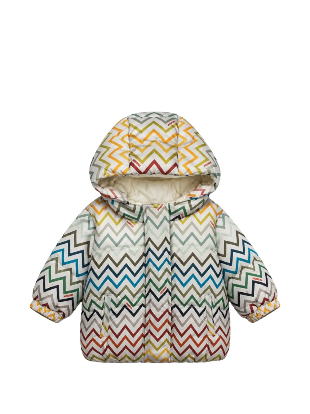Missoni Kids Gewatteerd jack met zigzag-print Wit