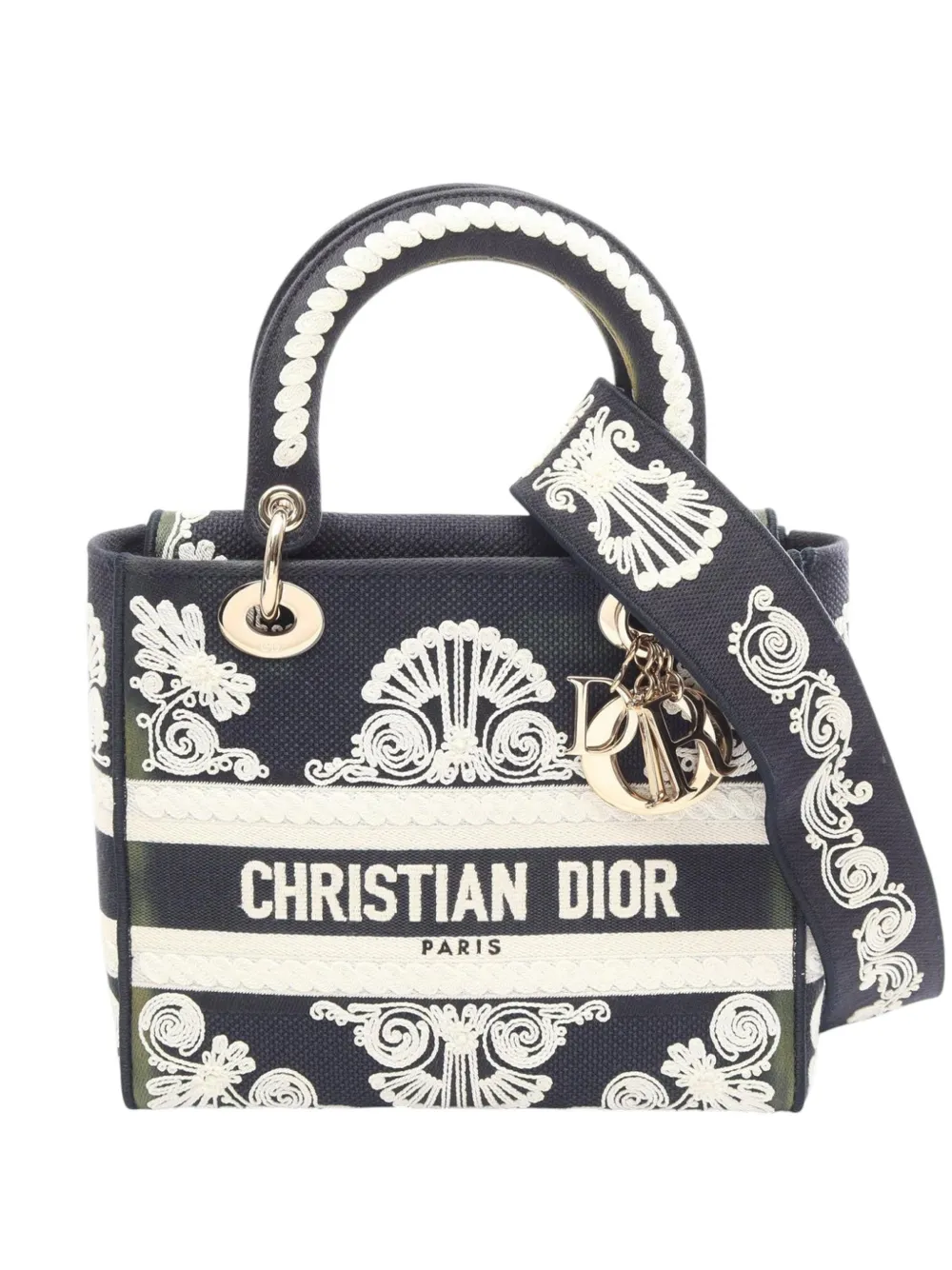 Christian Dior Pre-Owned 2000-2026 Medium Embroidered Canvas Cornely Lady D Lite satchel - Blau