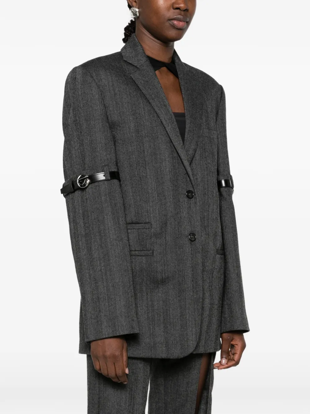 Coperni belted herringbone jacket Grijs