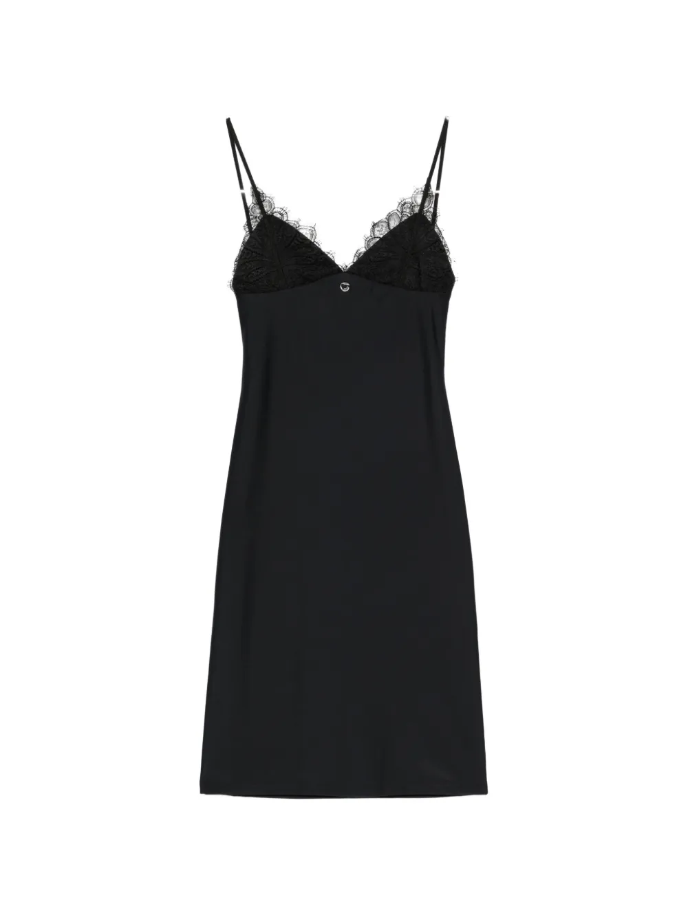 Coperni lace-trim spaghetti-strap midi dress Zwart