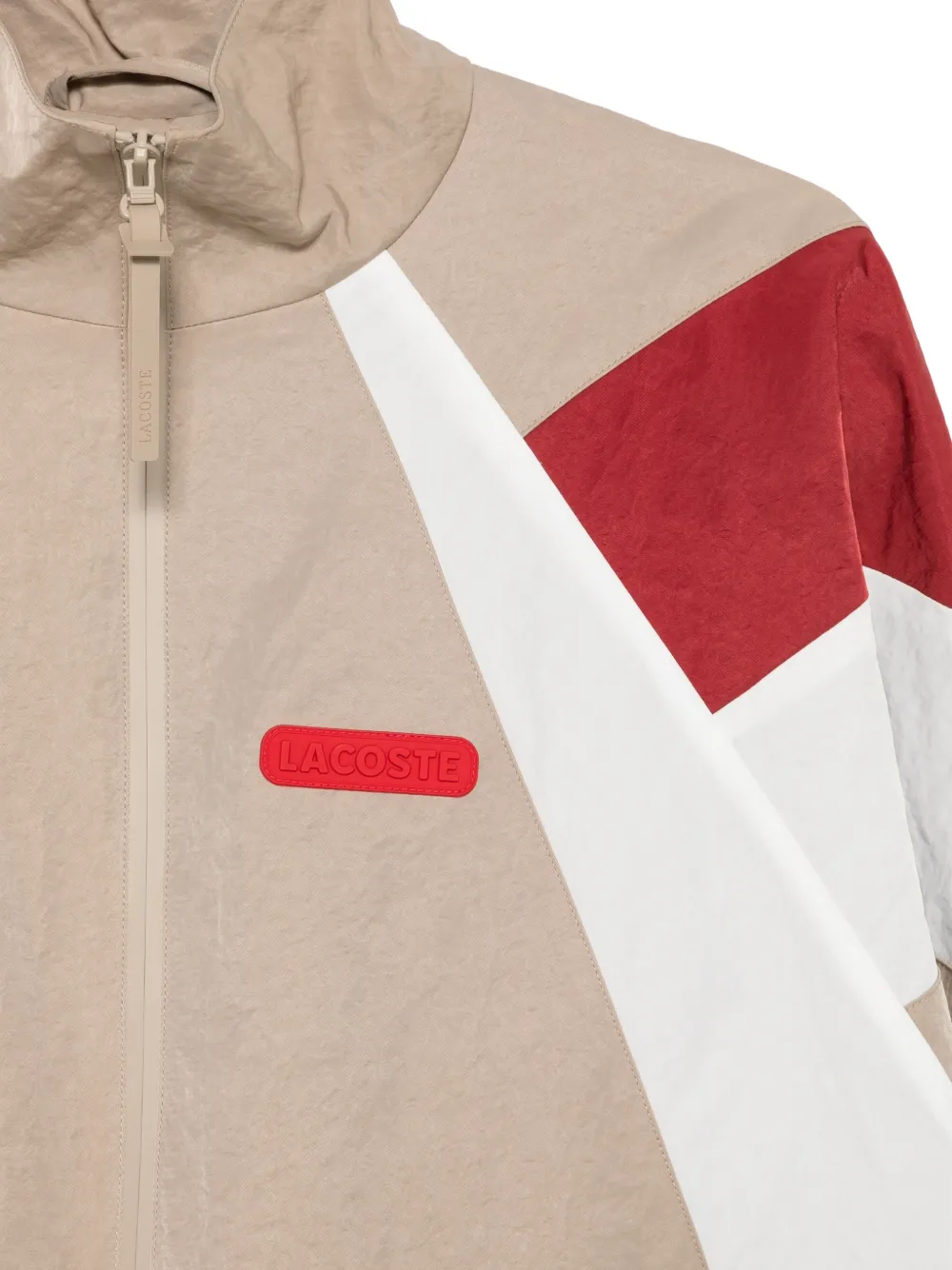 Lacoste colour-block logo-patch jacket Beige