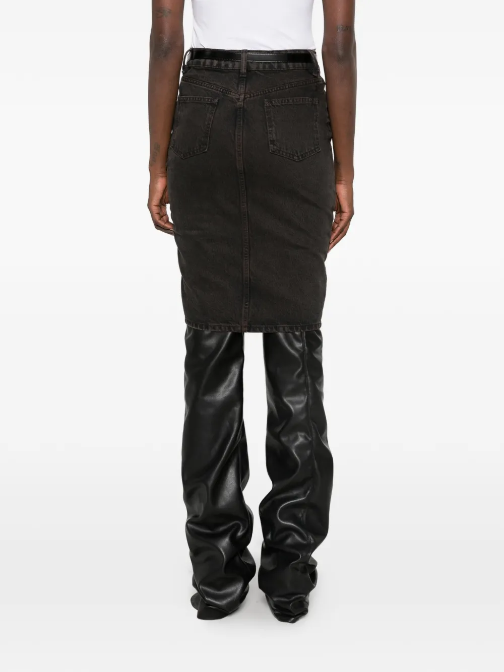 Coperni buckled slit-detail denim mini skirt Bruin
