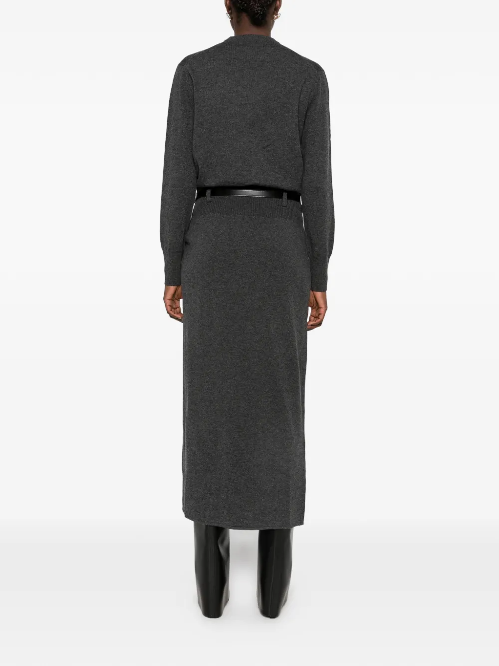 Coperni belted side-slit midi dress Grijs