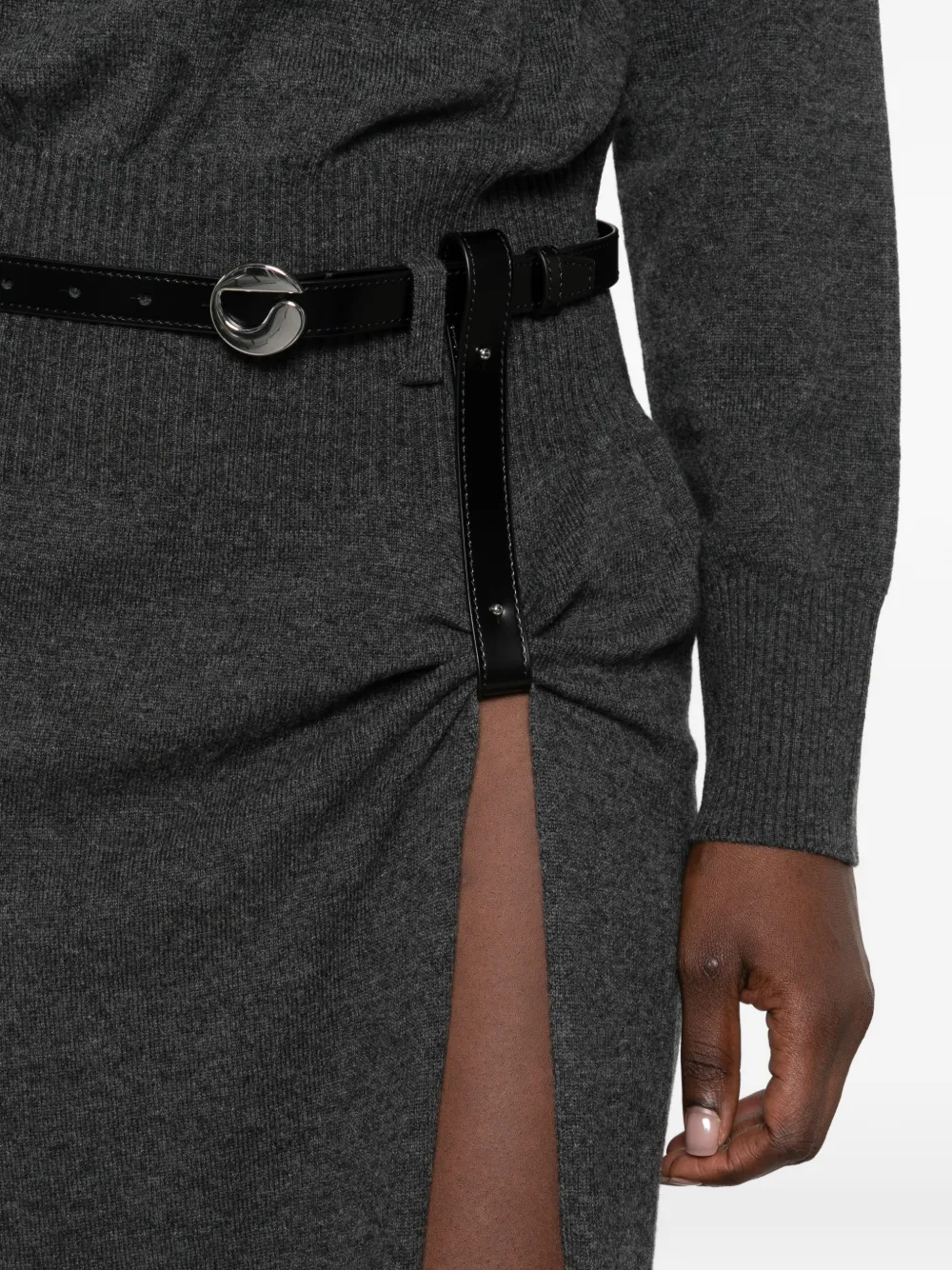 Coperni belted side-slit midi dress Grijs