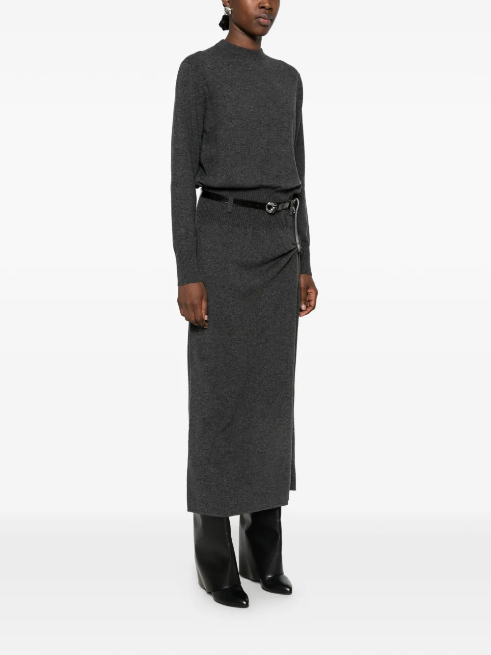 Coperni belted side-slit midi dress Grijs