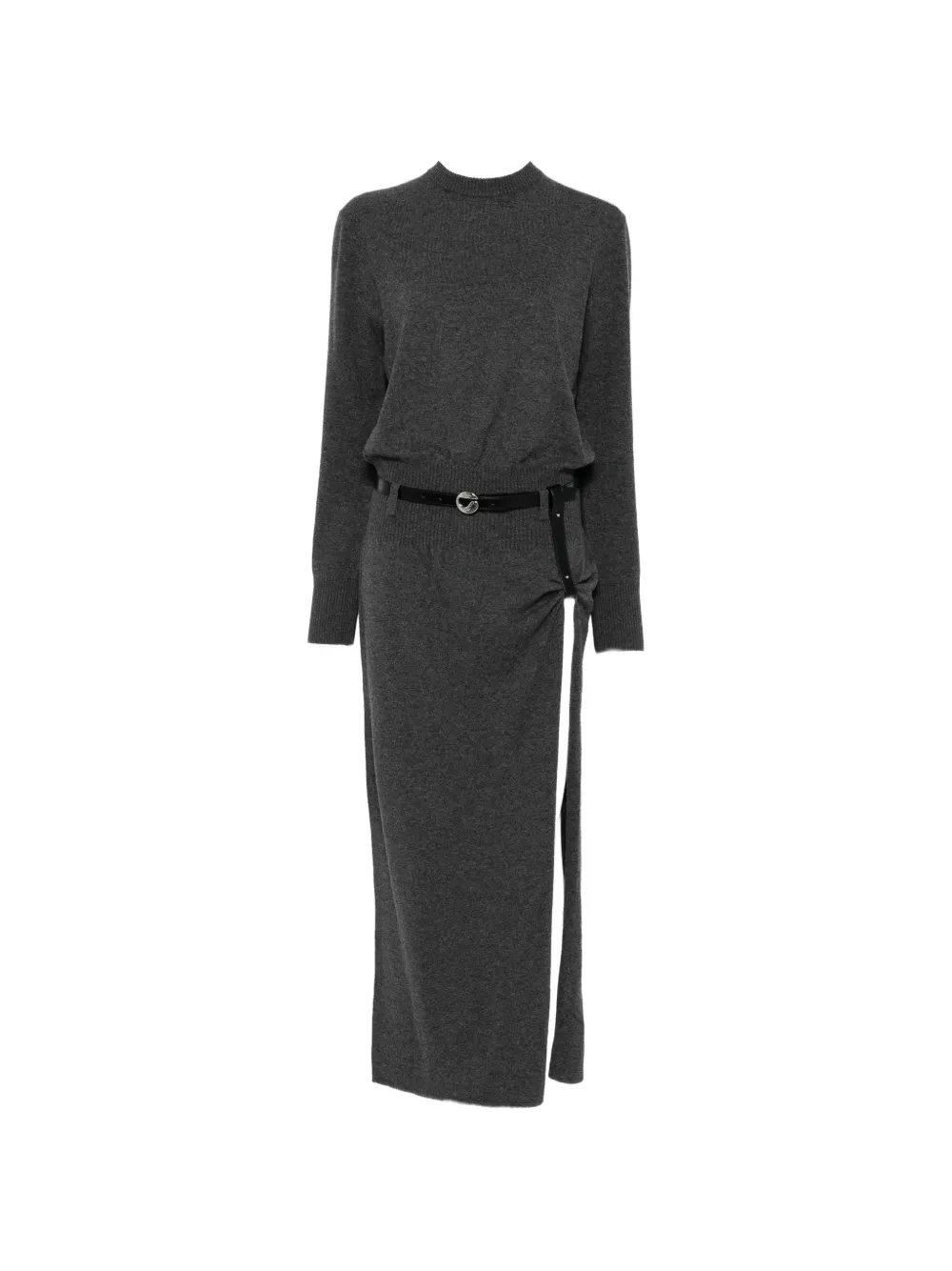 Coperni belted side-slit midi dress - Grey