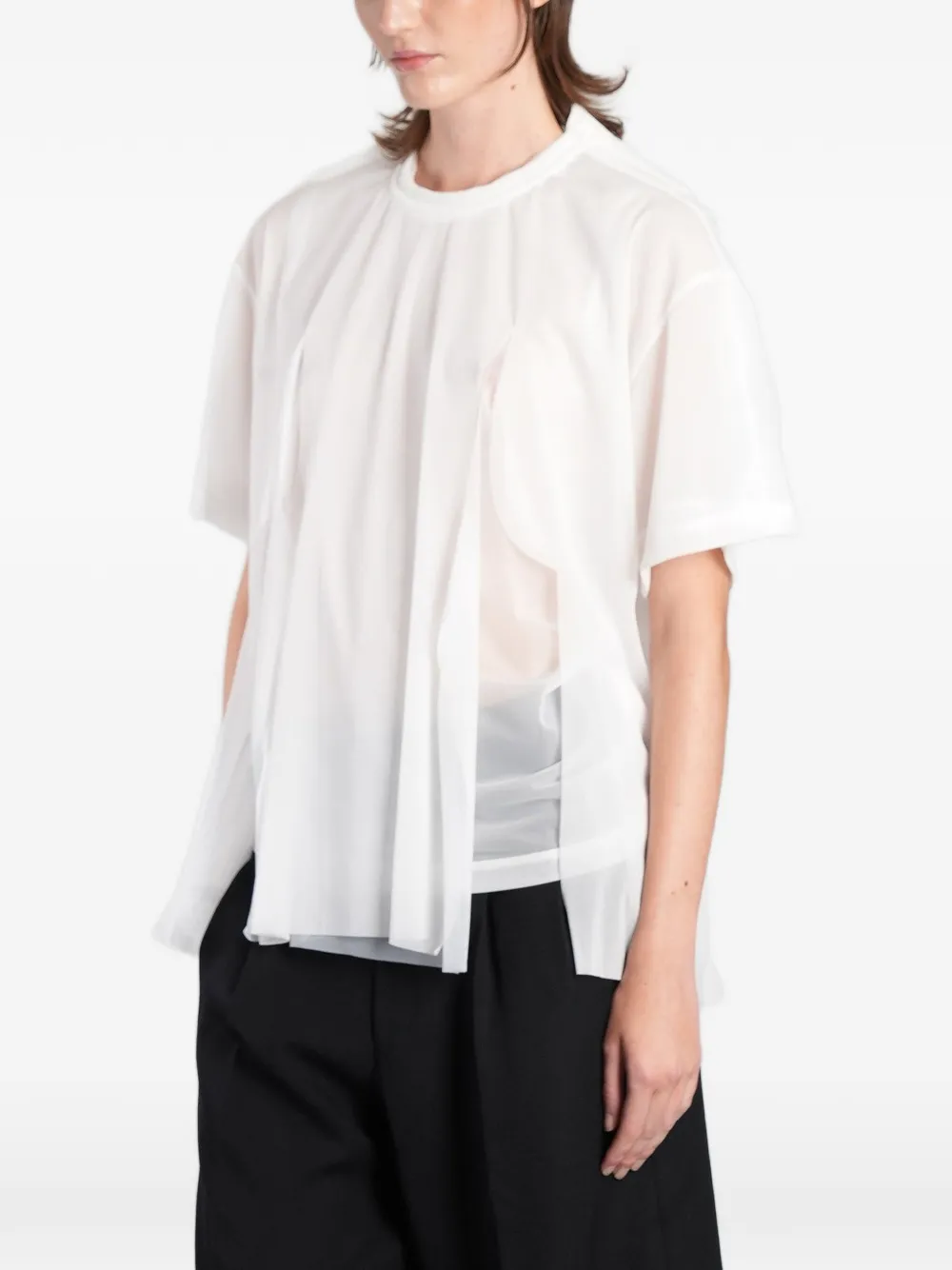 Comme Des Garçons layered semi-sheer T-shirt Wit
