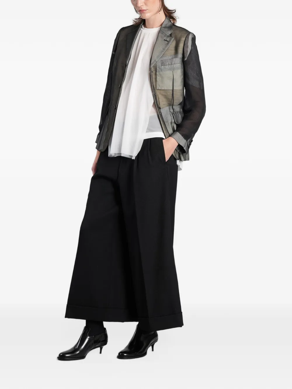 Comme Des Garçons layered semi-sheer T-shirt Wit