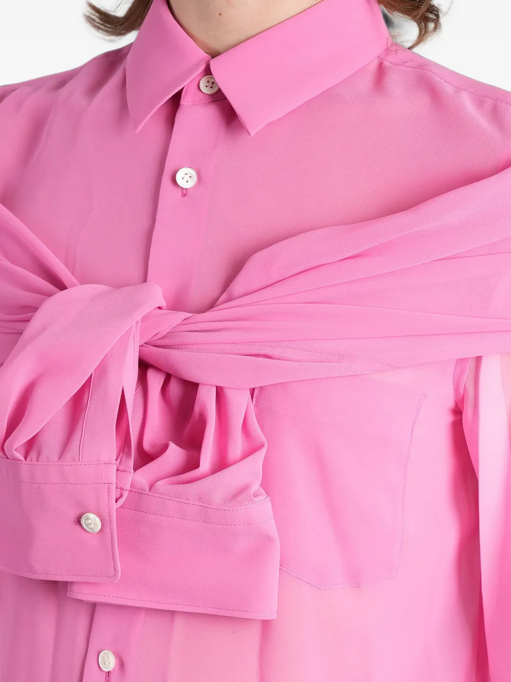 Comme Des Garçons knotted-detail long-sleeve shirt Roze