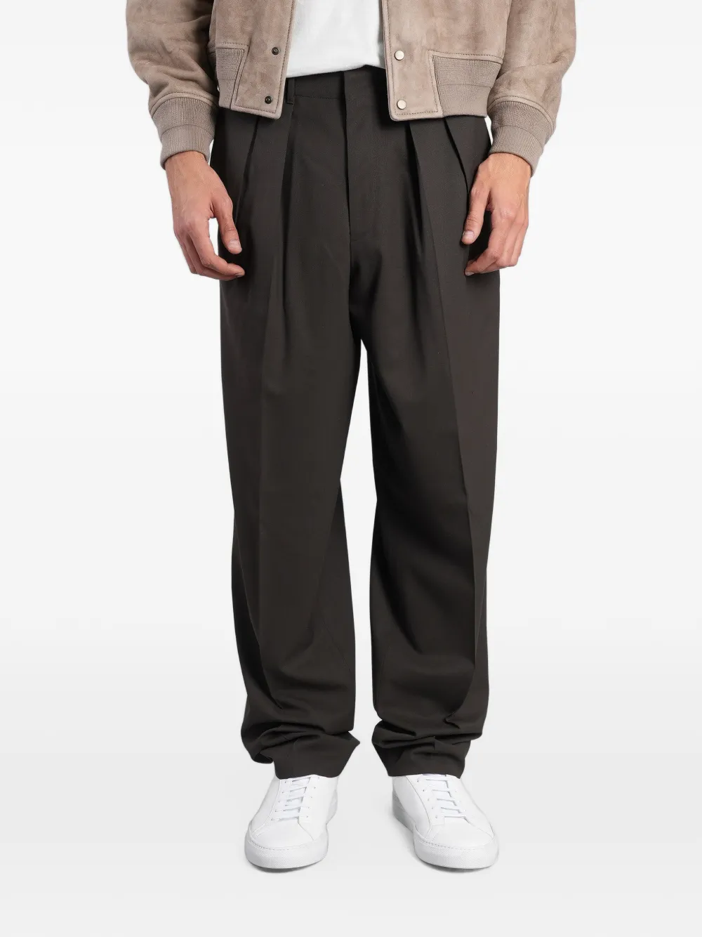 PT Torino pleated-detail tailored trousers Bruin